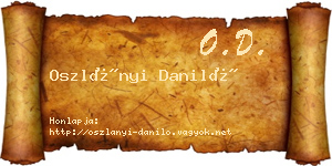 Oszlányi Daniló névjegykártya